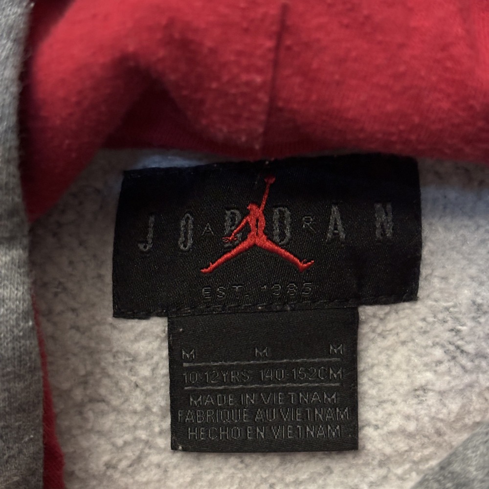 Nike Air x Air Jordan Spell‎ Out Large Logo Hoodie Boys 10-12yr Basketball Sport - Picture 9 of 10